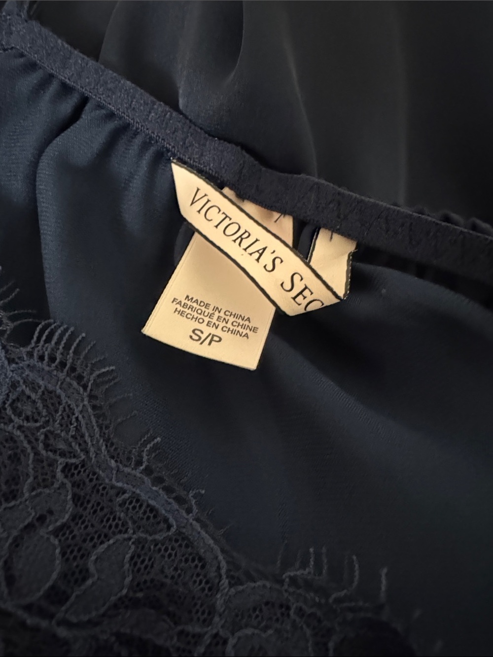 Victoria's Secret Navy Satin Lace Slip Chemise S - Picture 4 of 4